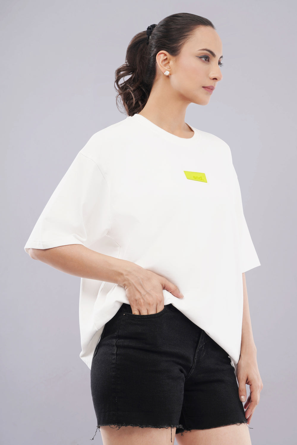 Women’s Boxy Fit Oversized T-Shirt – White Pause. Print