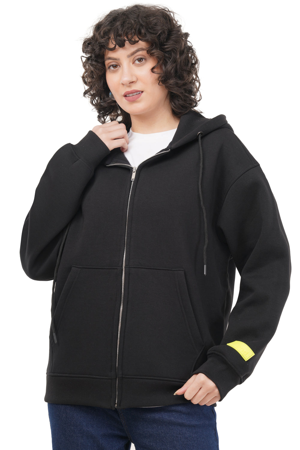OVERSIZED BLACK ZIP HOODIE WOMEN