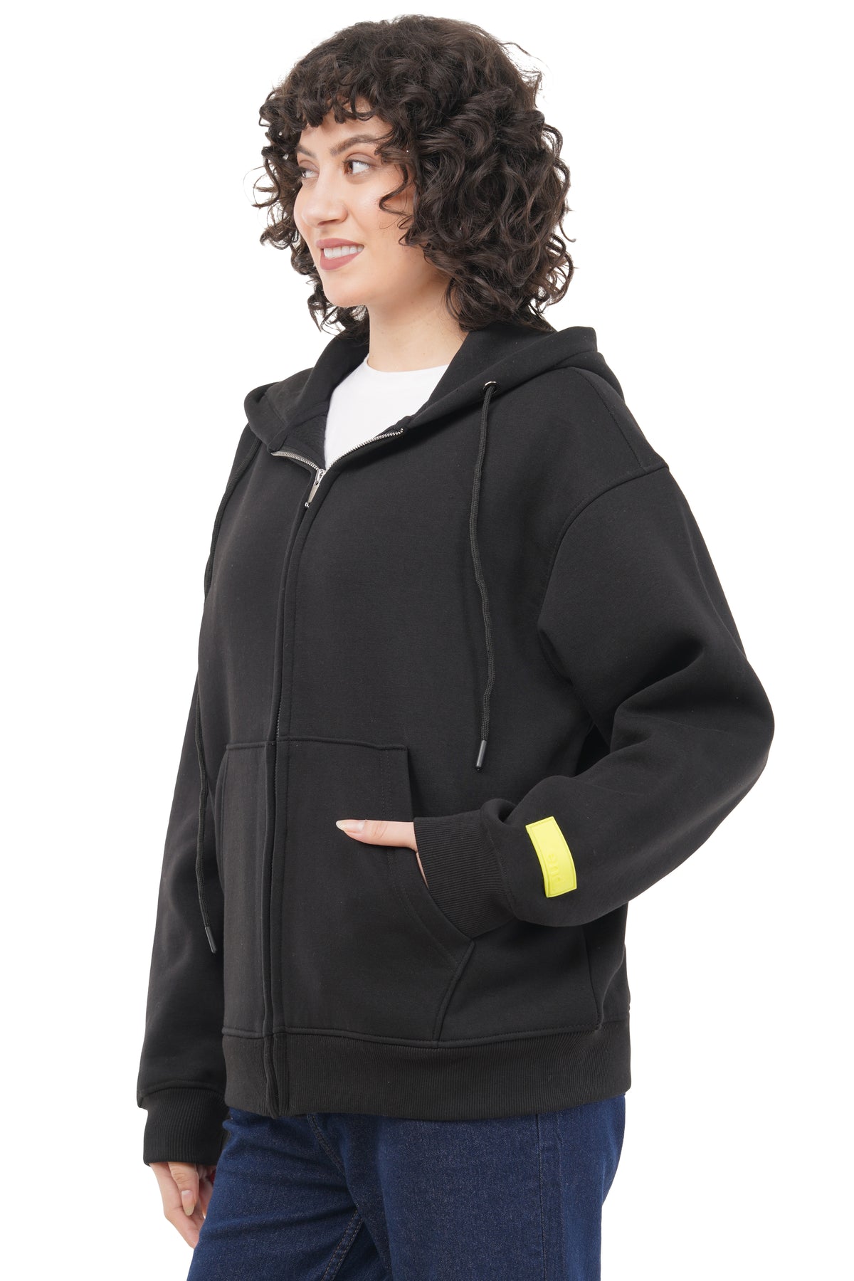 OVERSIZED BLACK ZIP HOODIE WOMEN