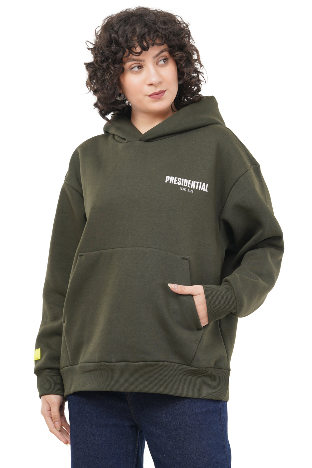 OVERSIZED OLIVE GREEN HOODIE WOMEN