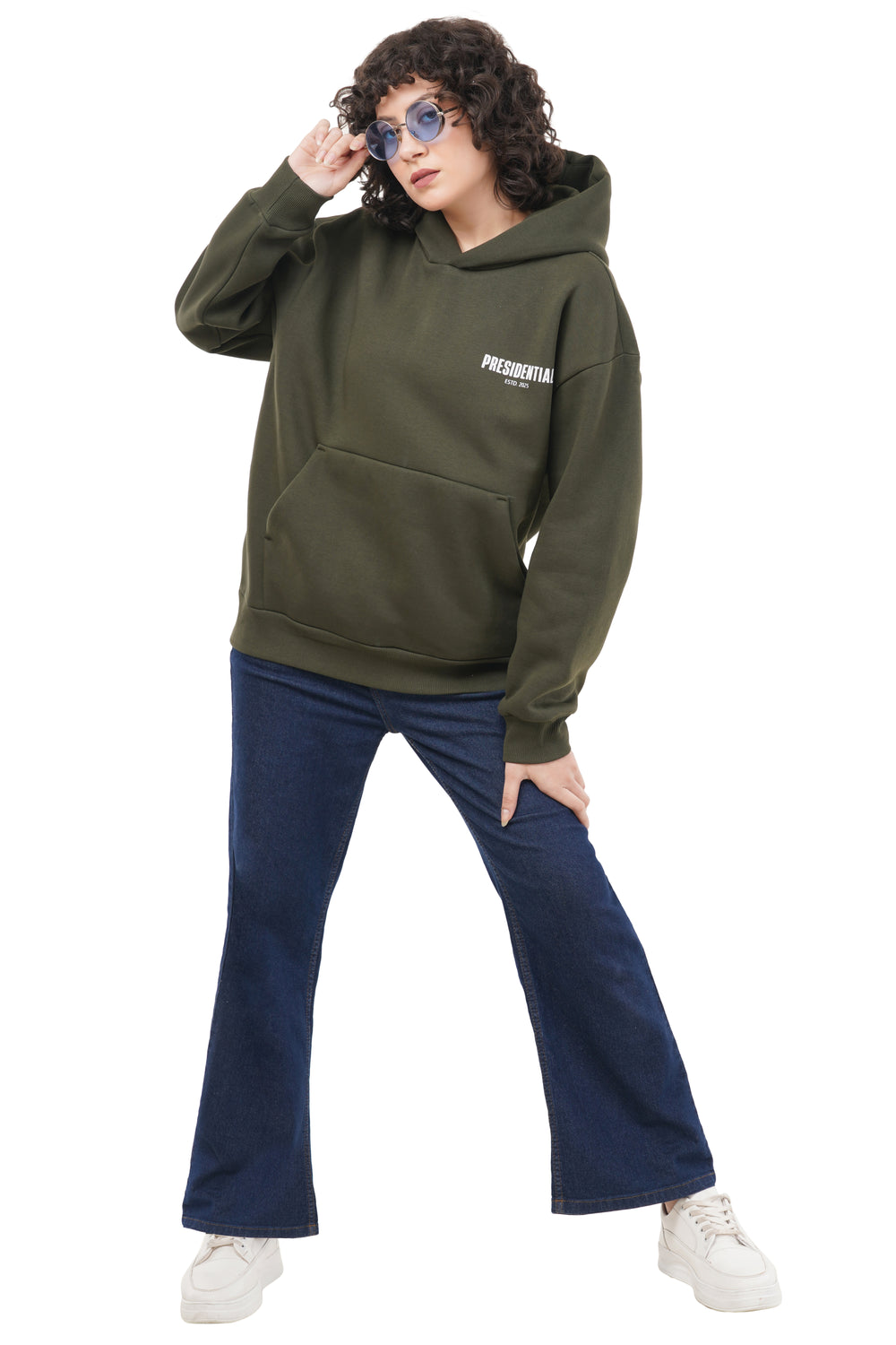 OVERSIZED OLIVE GREEN HOODIE WOMEN
