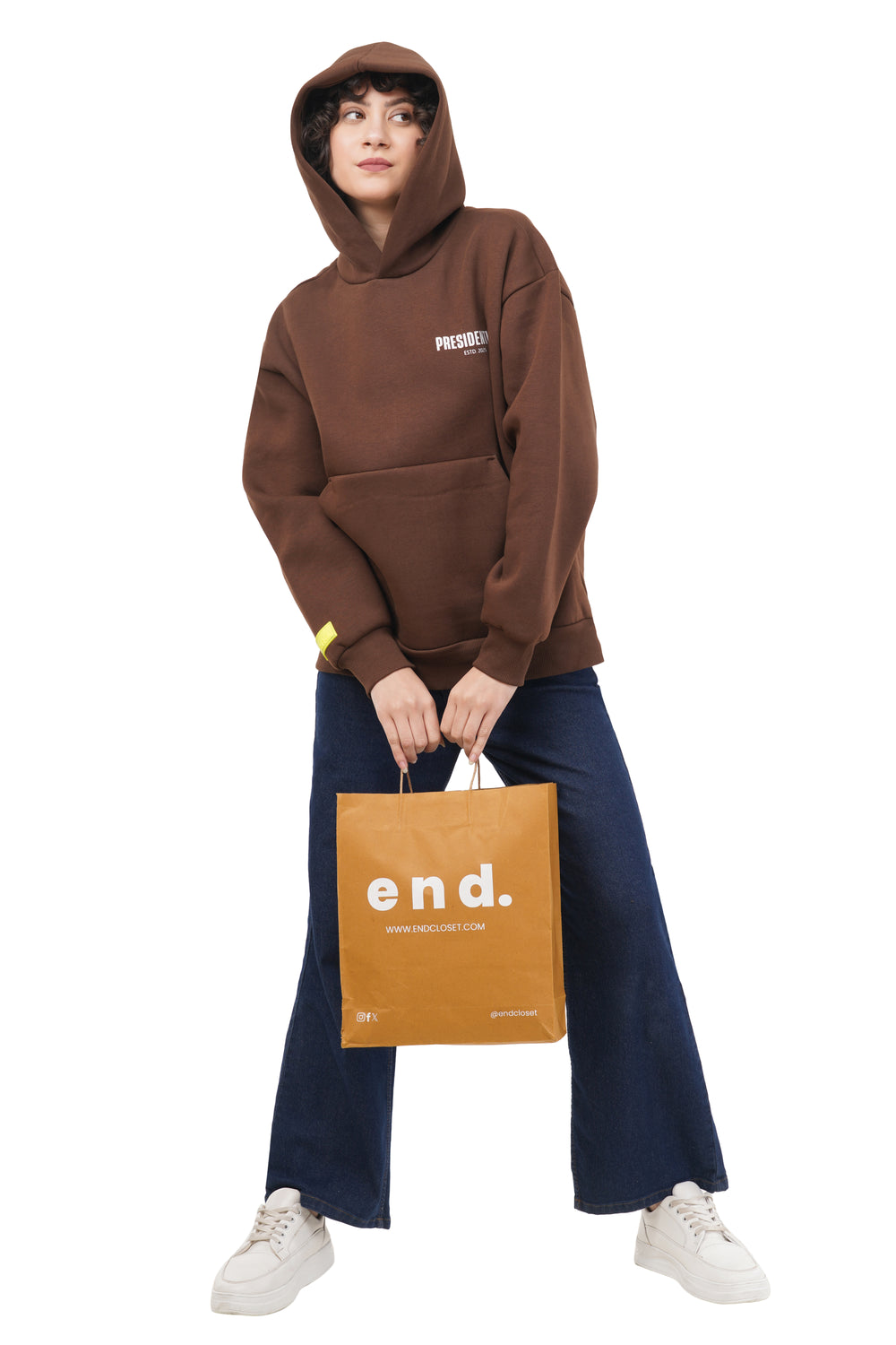 OVERSIZED OLD BROWM HOODIE WOMEN