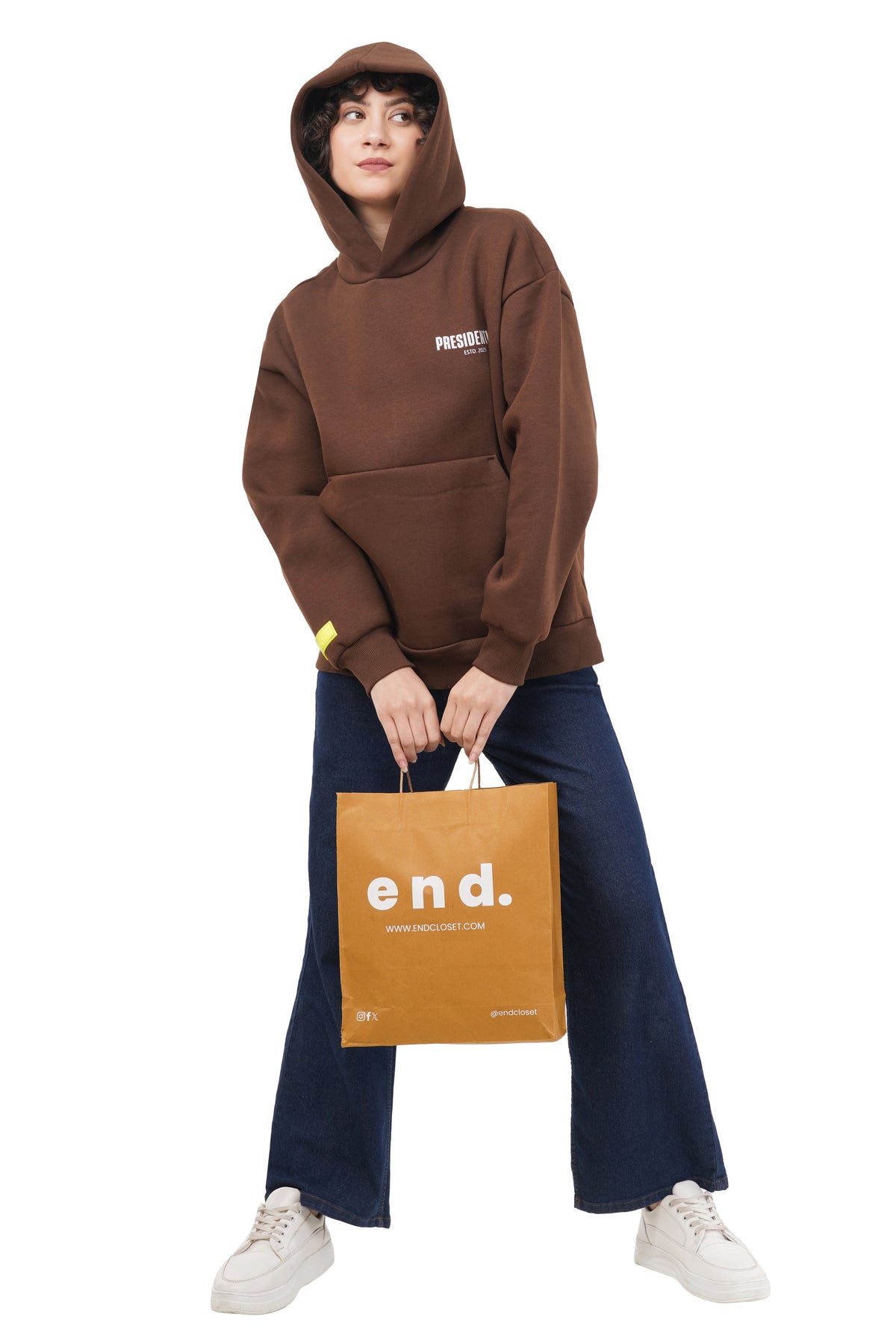 OVERSIZED OLD BROWM HOODIE WOMEN