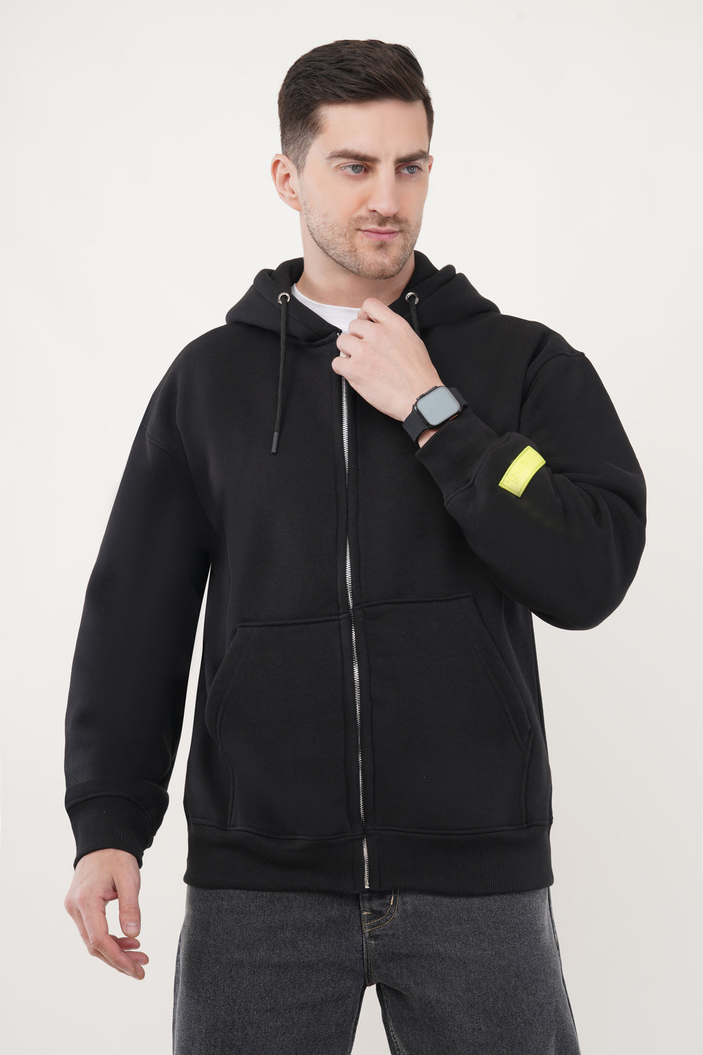 OVERSIZED BLACK ZIP HOODIE MEN