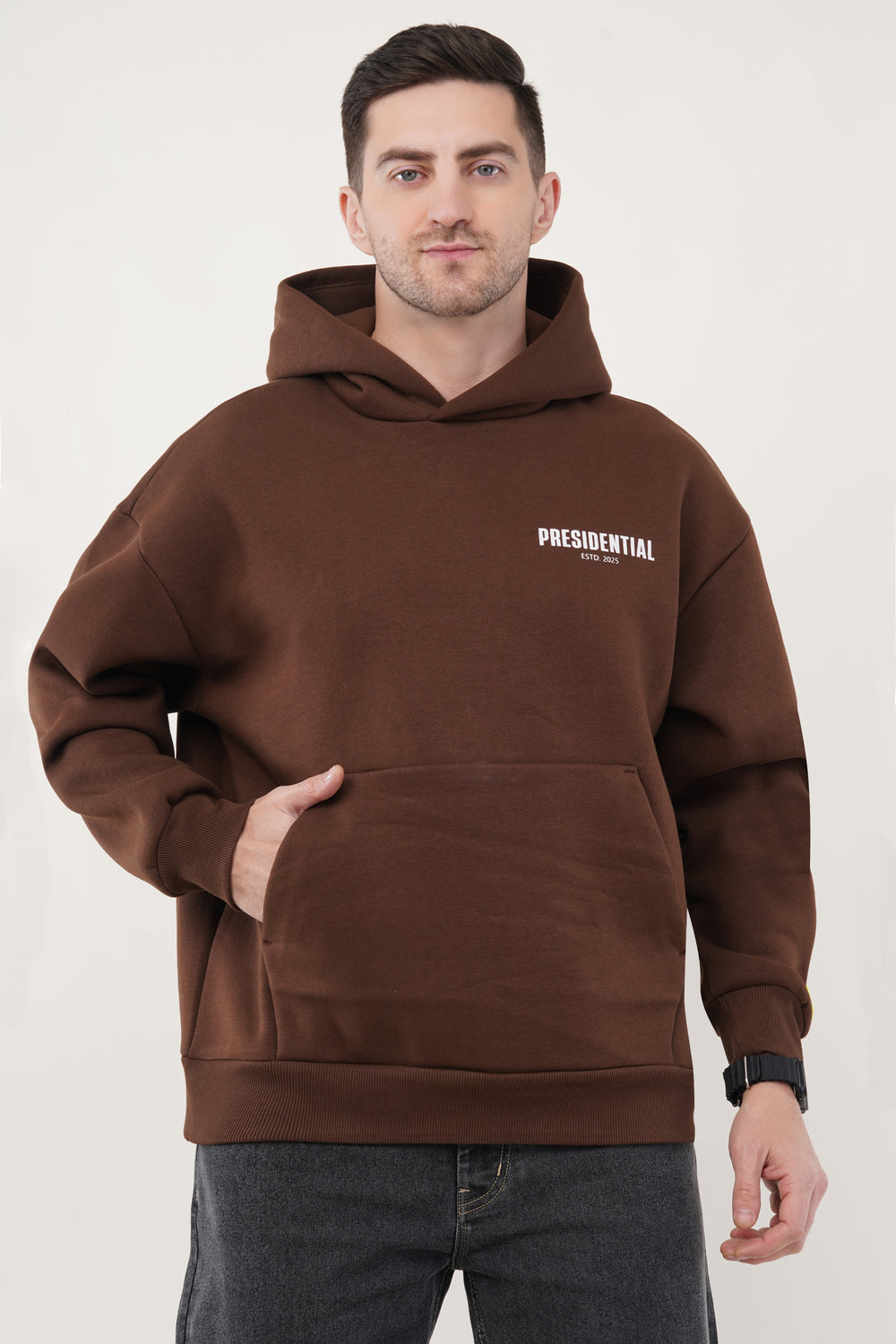 OVERSIZED OLD MONEY BROWN HOODIE MEN
