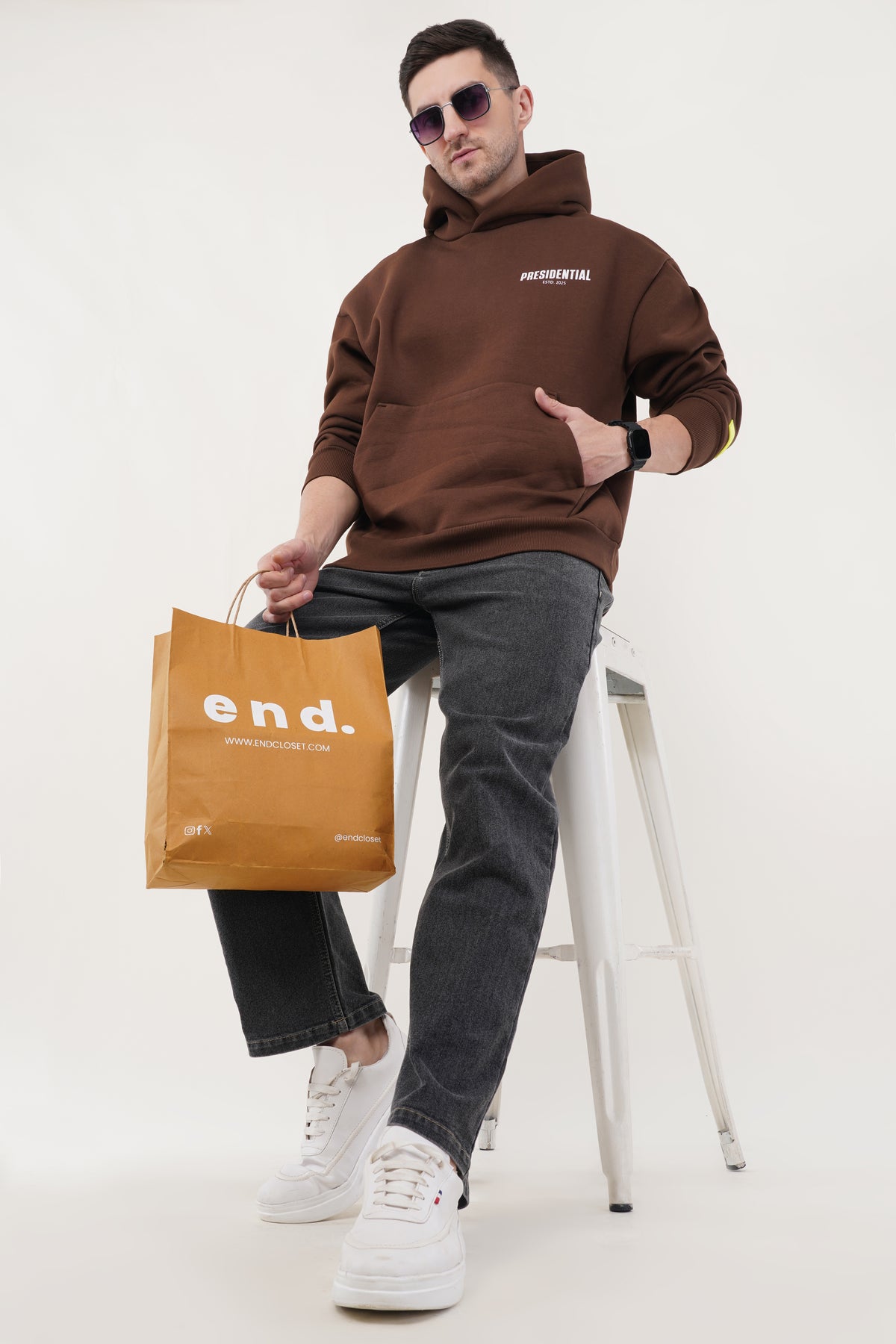 OVERSIZED OLD MONEY BROWN HOODIE MEN