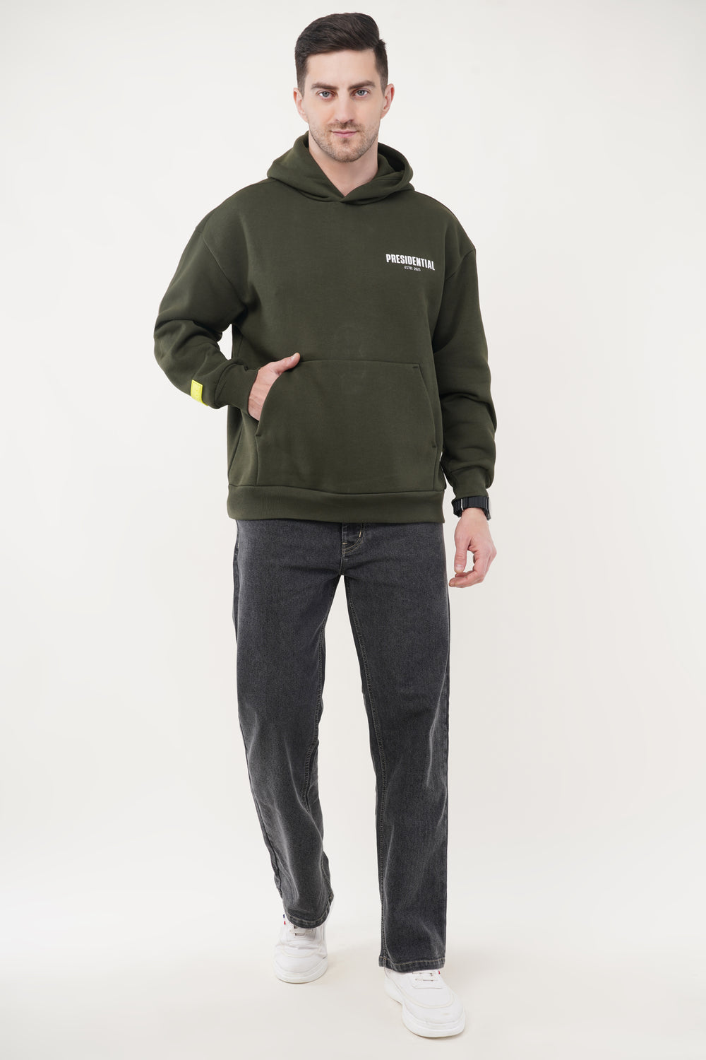 OVERSIZED OLIVE GREEN HOODIE MEN