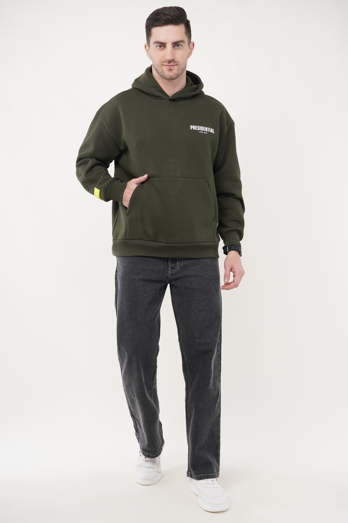 OVERSIZED OLIVE GREEN HOODIE MEN