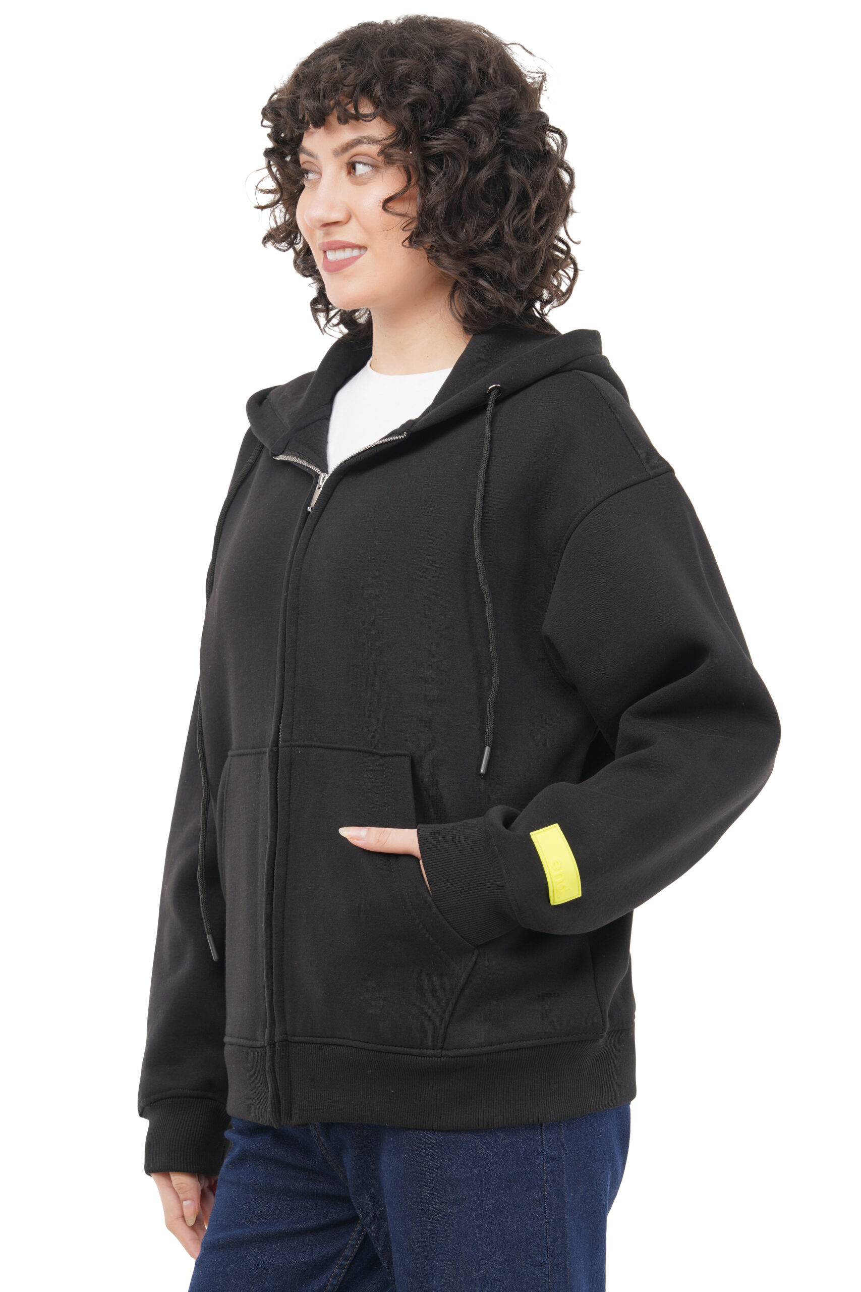 OVERSIZED BLACK ZIP HOODIE WOMEN - Image 5