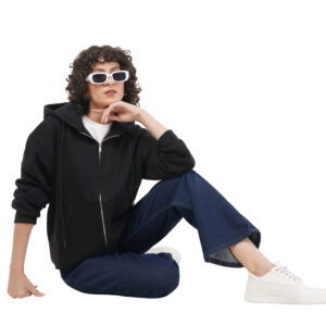 OVERSIZED BLACK ZIP HOODIE WOMEN
