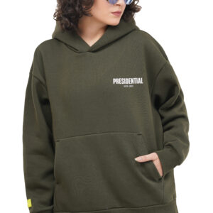 OVERSIZED OLIVE GREEN HOODIE WOMEN