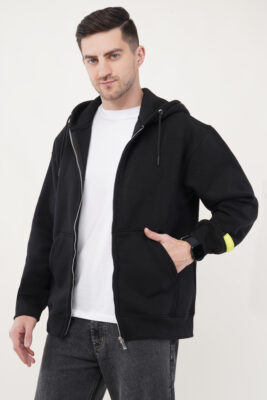 OVERSIZED BLACK ZIP HOODIE MEN