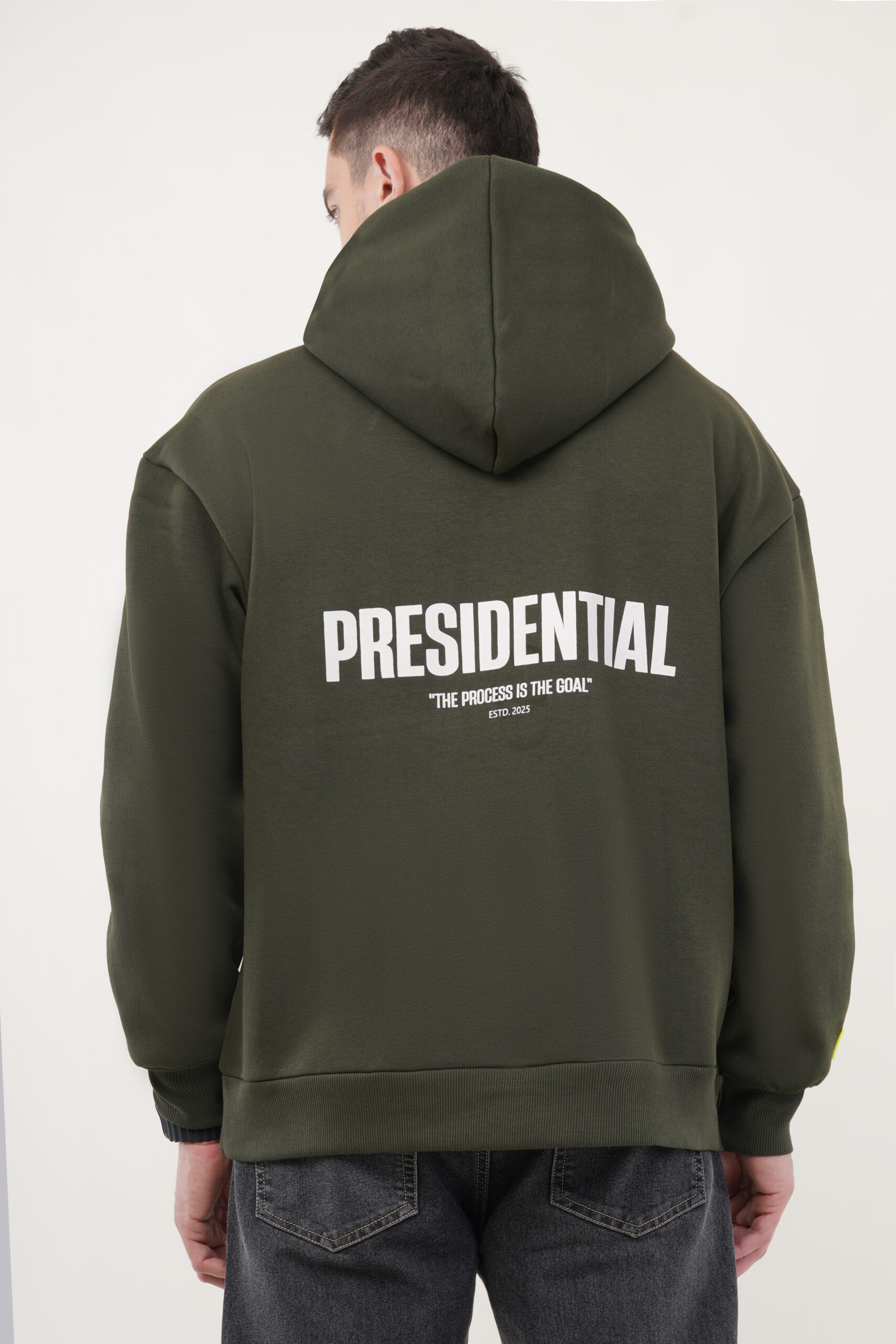 OVERSIZED OLIVE GREEN HOODIE MEN - Image 3