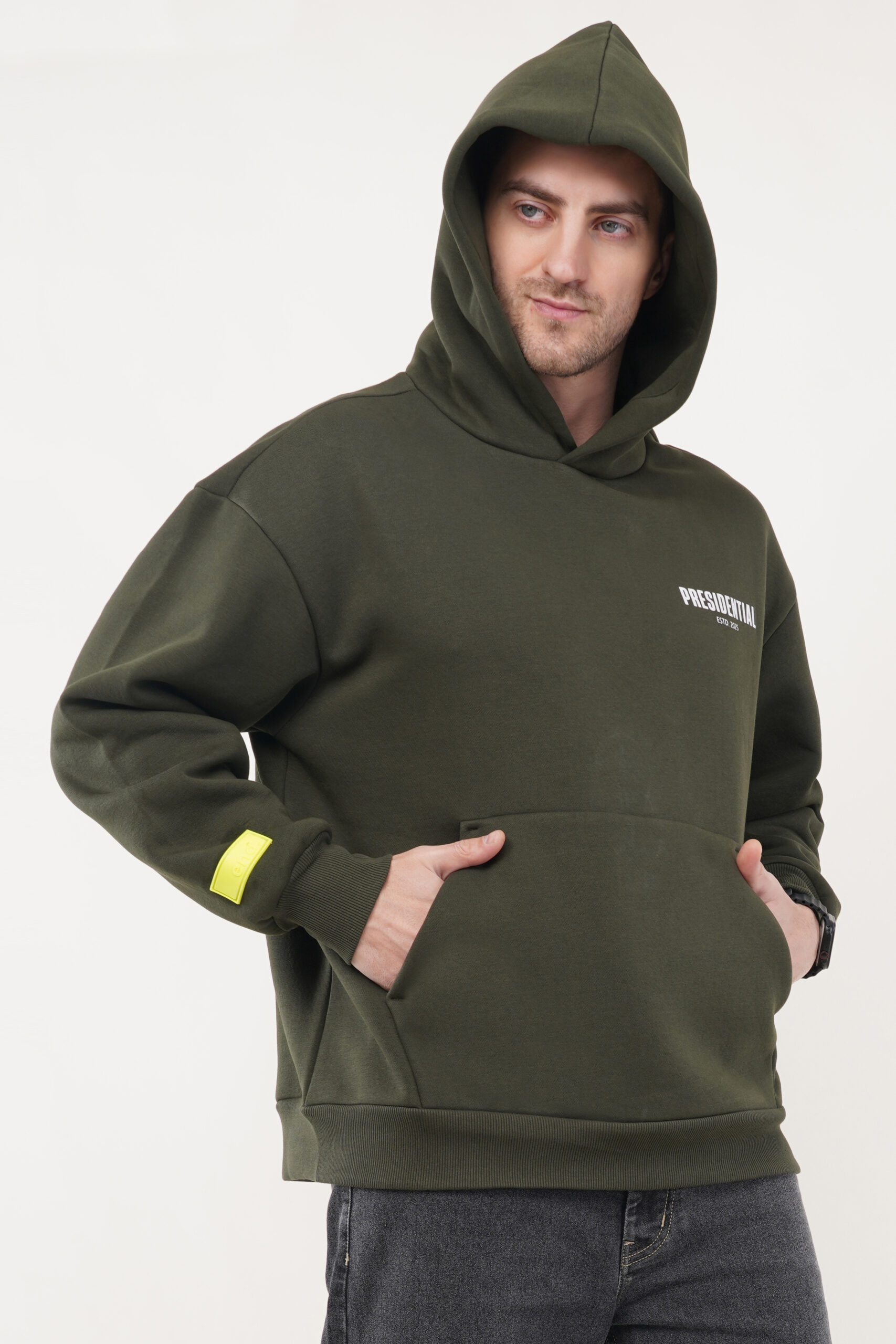 OVERSIZED OLIVE GREEN HOODIE MEN
