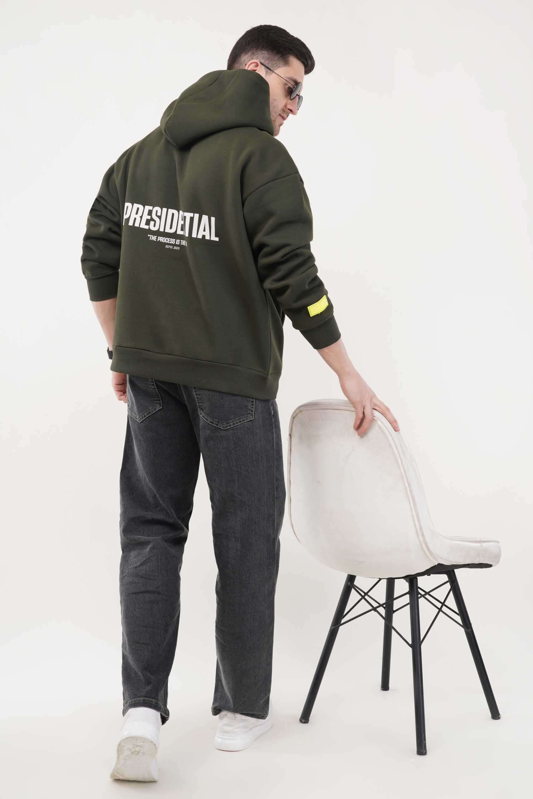 OVERSIZED OLIVE GREEN HOODIE MEN - Image 5