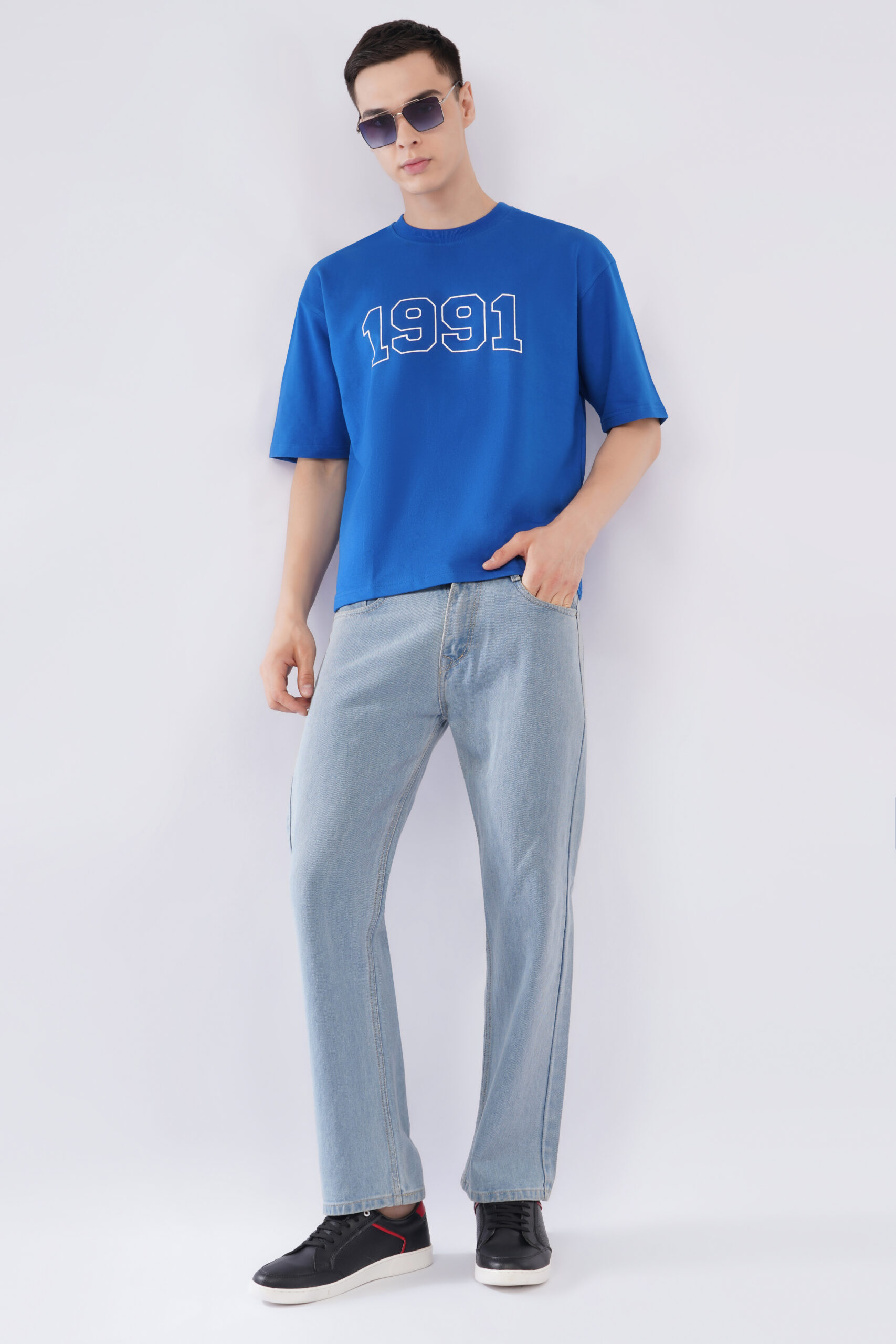 MEN BOXY FIT ROYAL BLUE T SHIRT - Image 6