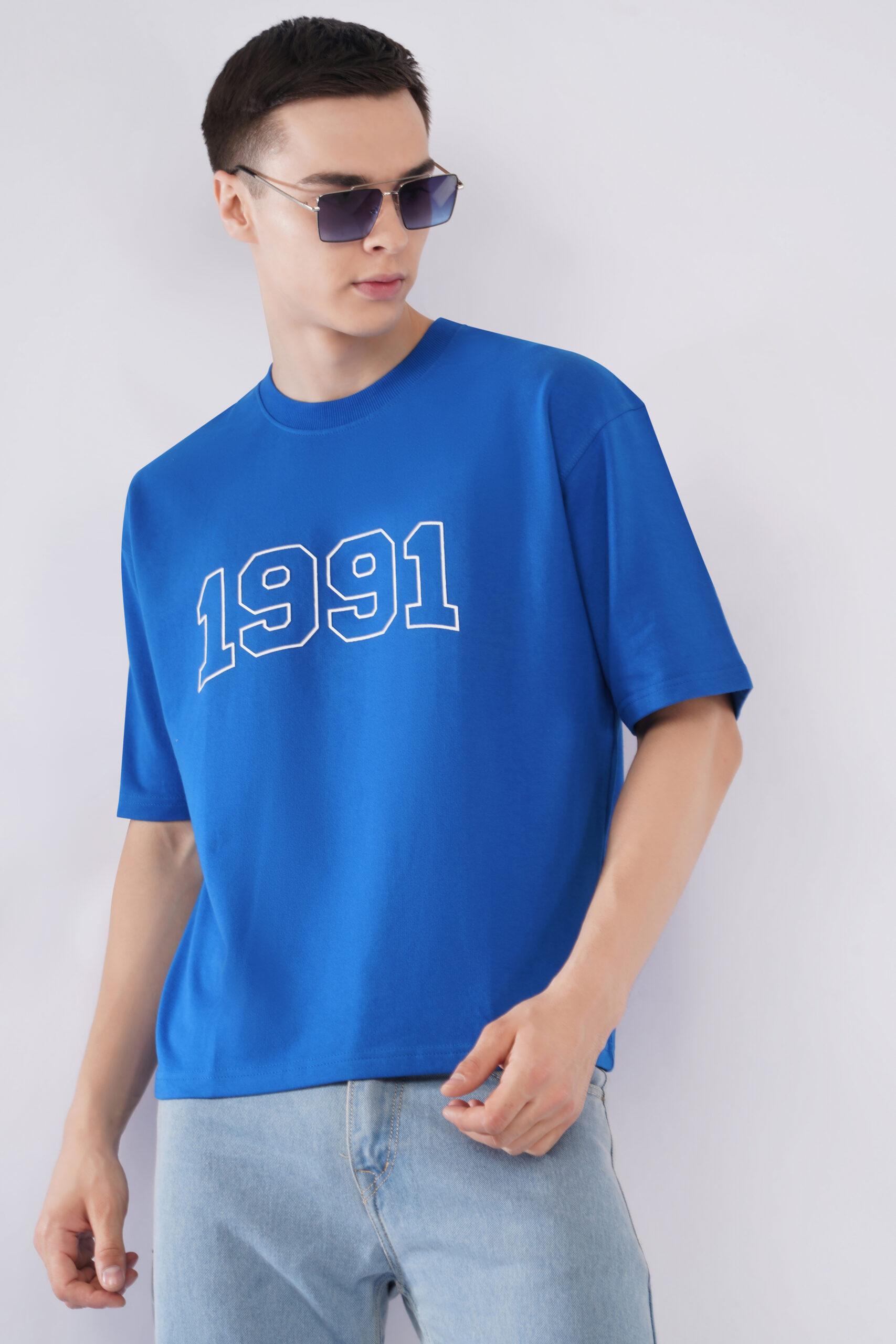 MEN BOXY FIT ROYAL BLUE T SHIRT - Image 2