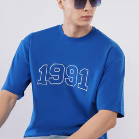 MEN BOXY FIT  ROYAL BLUE T SHIRT