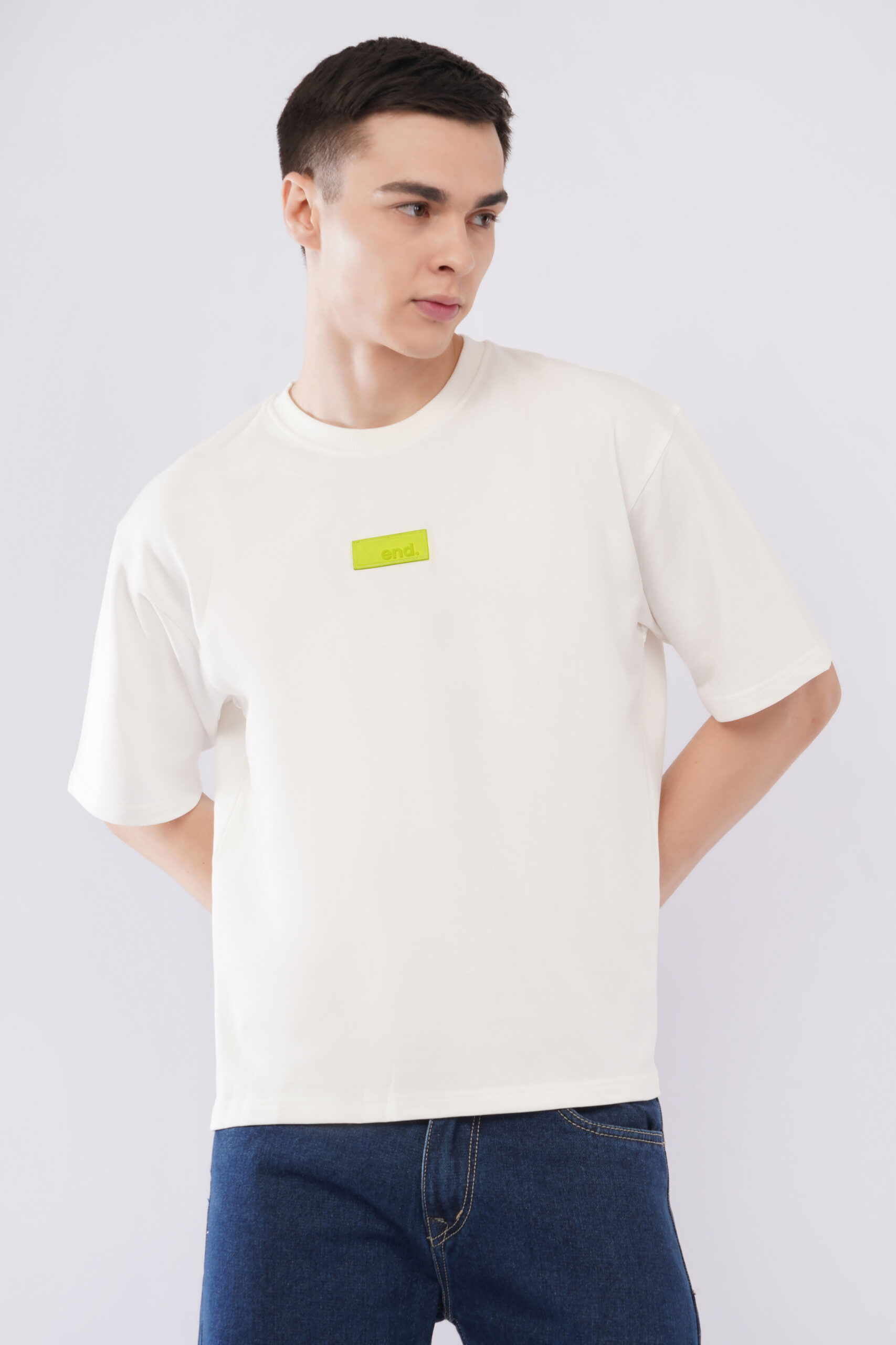 MEN BOXYFIT WHITE PAUSE T SHIRT - Image 5