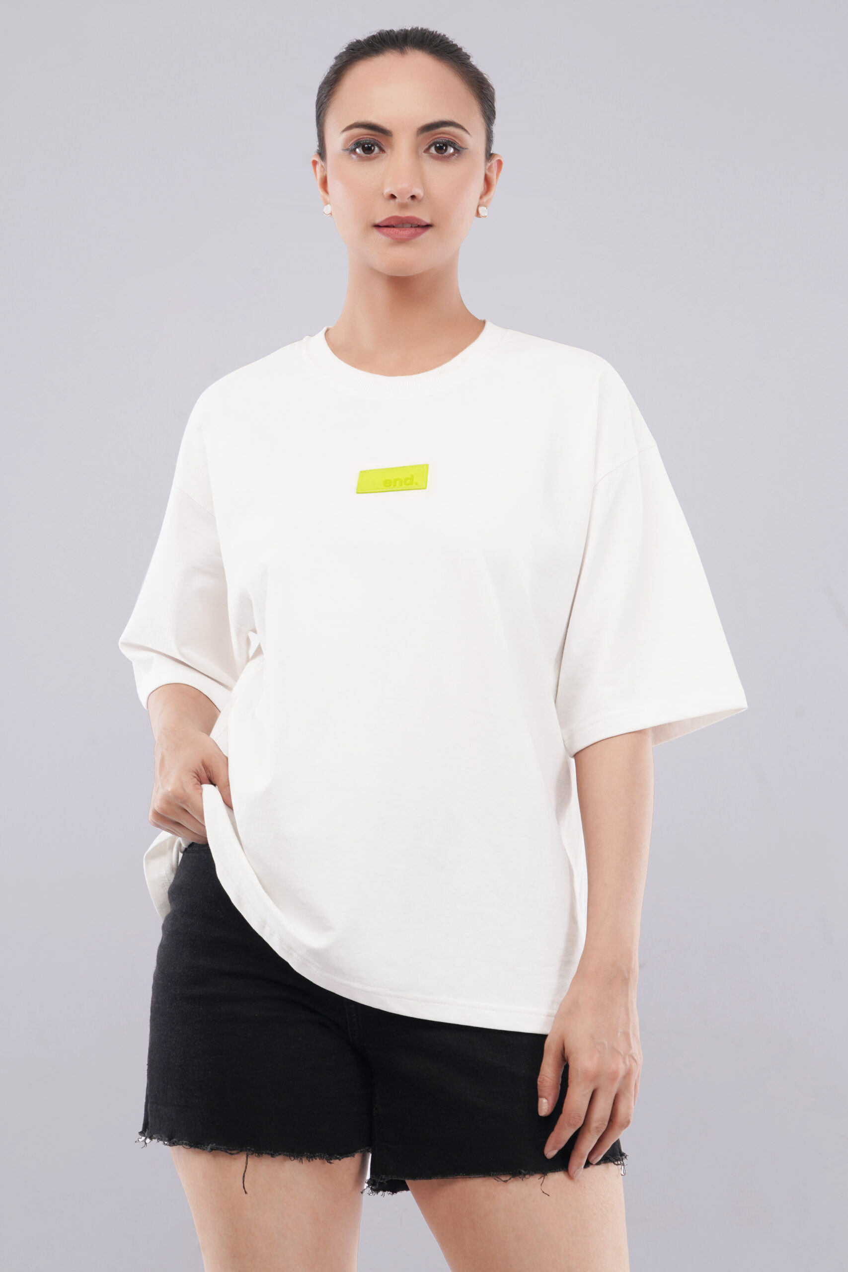 Women's Boxy Fit Oversized T-Shirt – White Pause. Print - Image 6