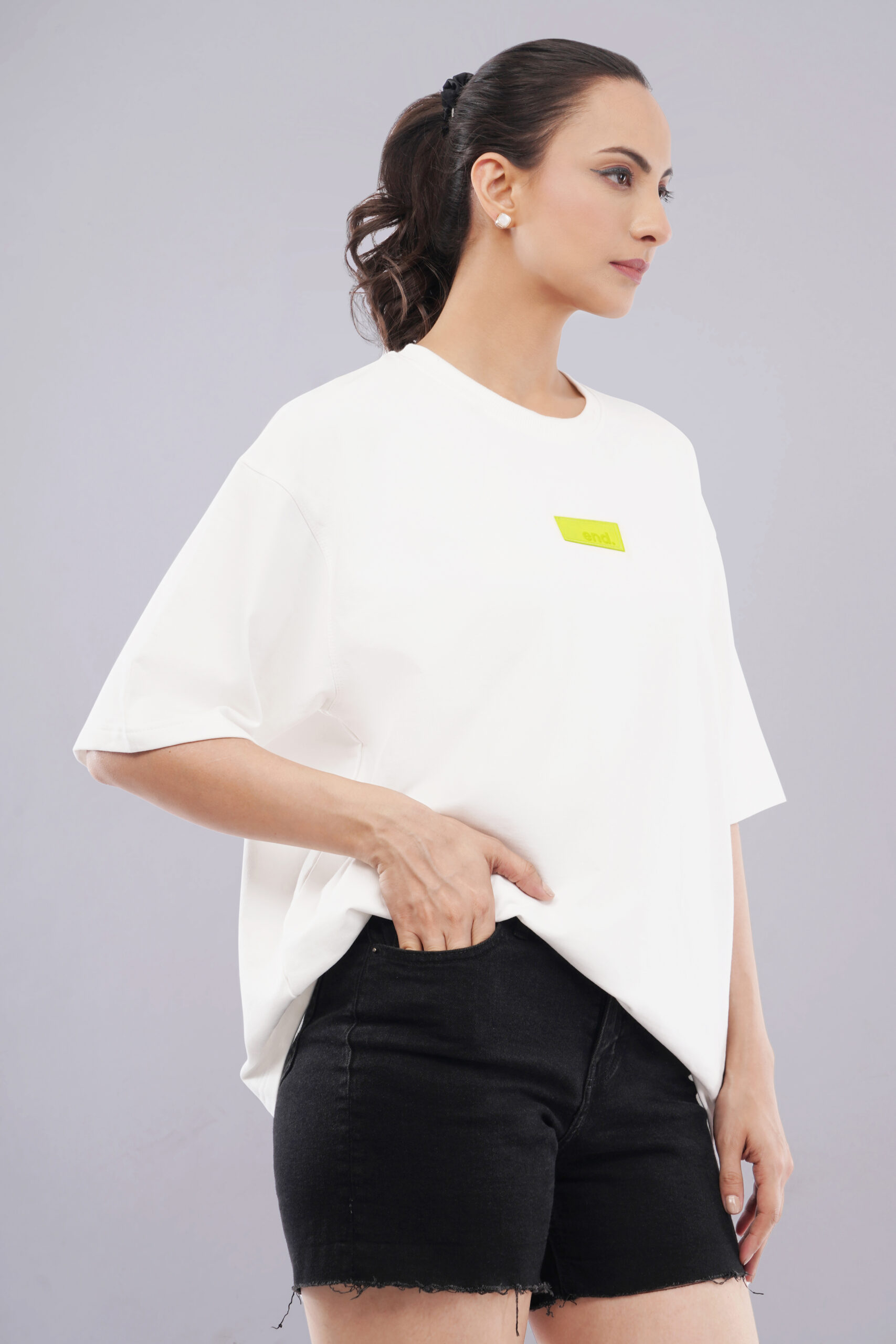 Women's Boxy Fit Oversized T-Shirt – White Pause. Print - Image 5